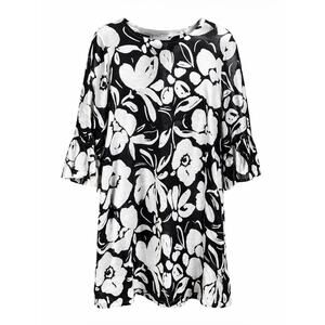 Bryn Walker Womens Tunic Size L/XL Black Floral DRESS Pure Linen NWOT